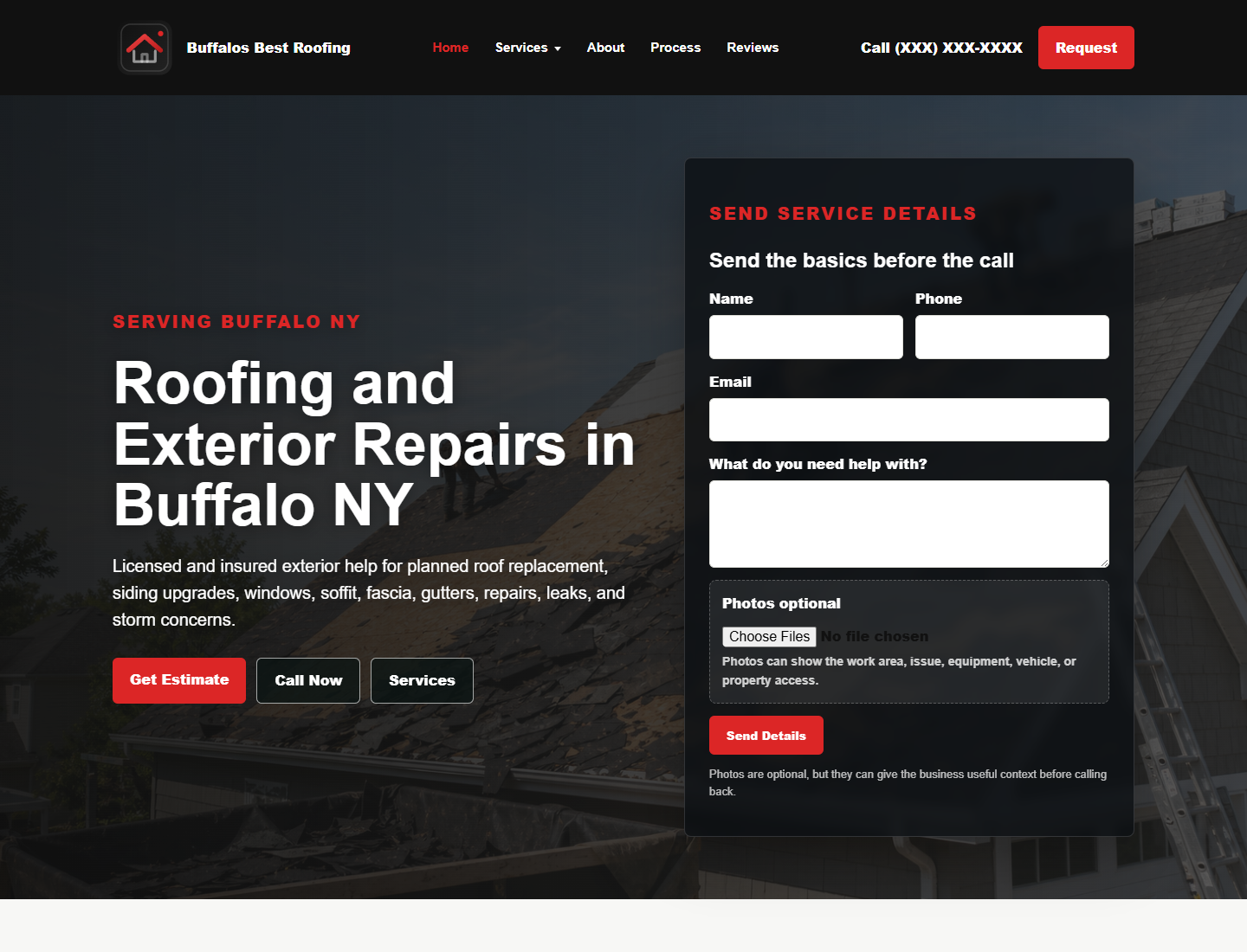 Roofing website preview example